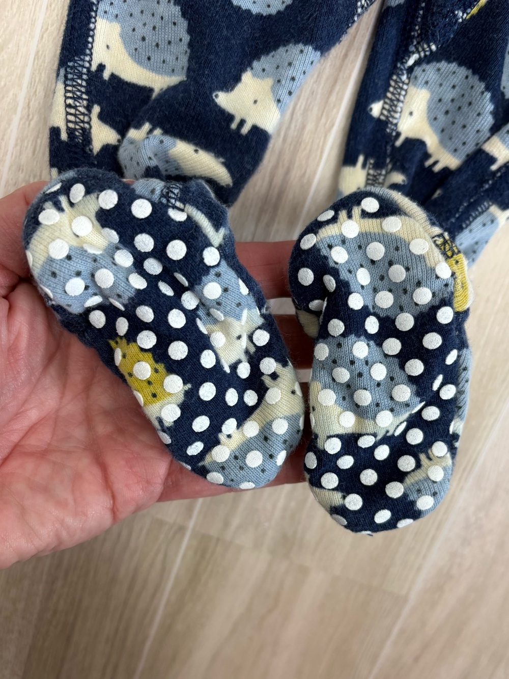 Hanna Andersson Hedgehogs on Navy Print Knit Kids One-Piece Scandi Whimsical EUC - Picture 4 of 8